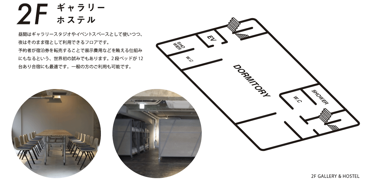 共同アトリエ付き住居を併設した京都にあるアートホテル